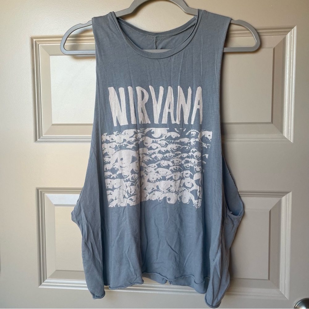 Brandy Melville John Galt Nirvana Muscle Tank Top Cotton Blue